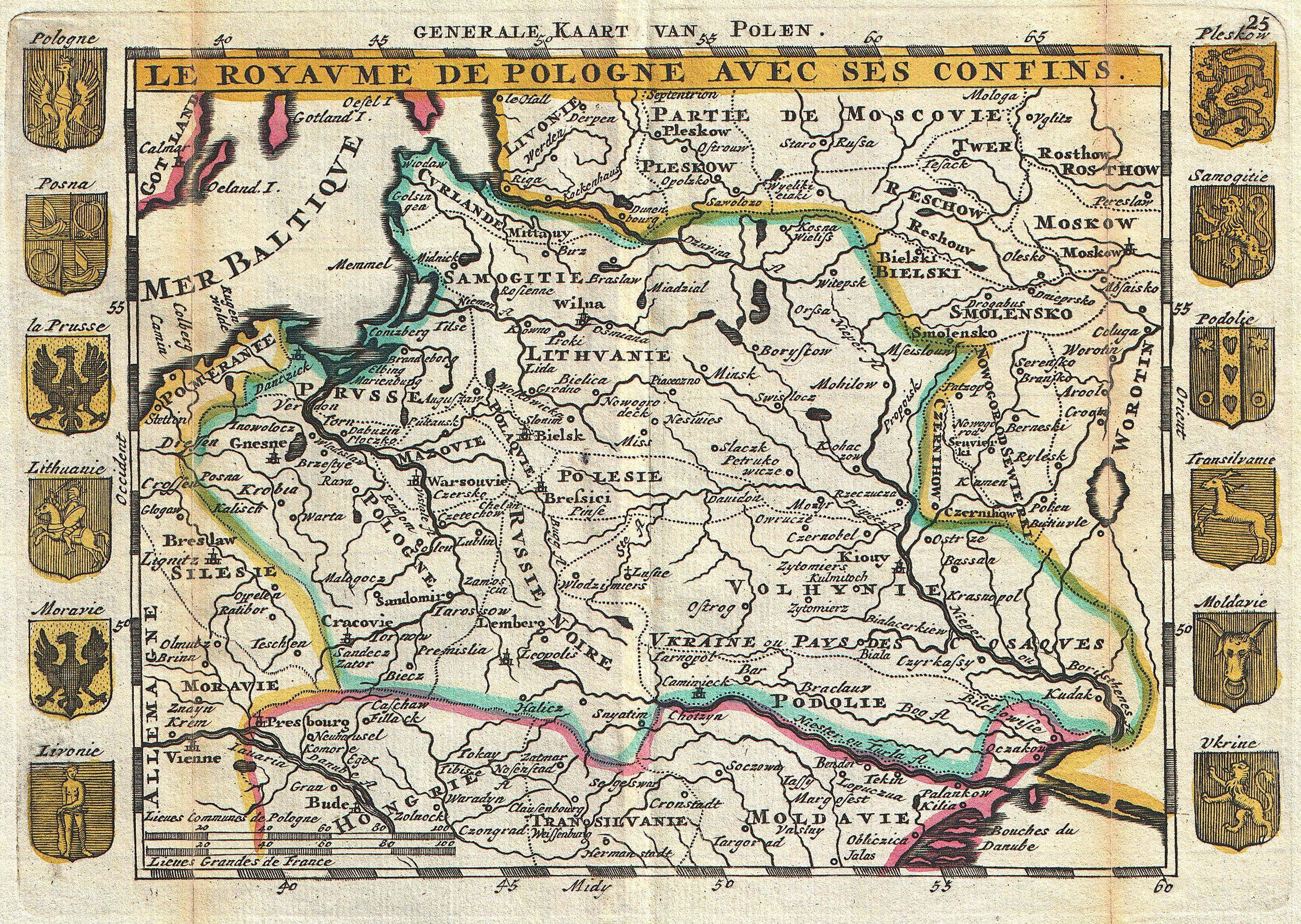 Фото з назвою Daniel de Lafeuille. Le Royaume de Pologne avec ses Confins. Generale Kaart van Polen. 1747