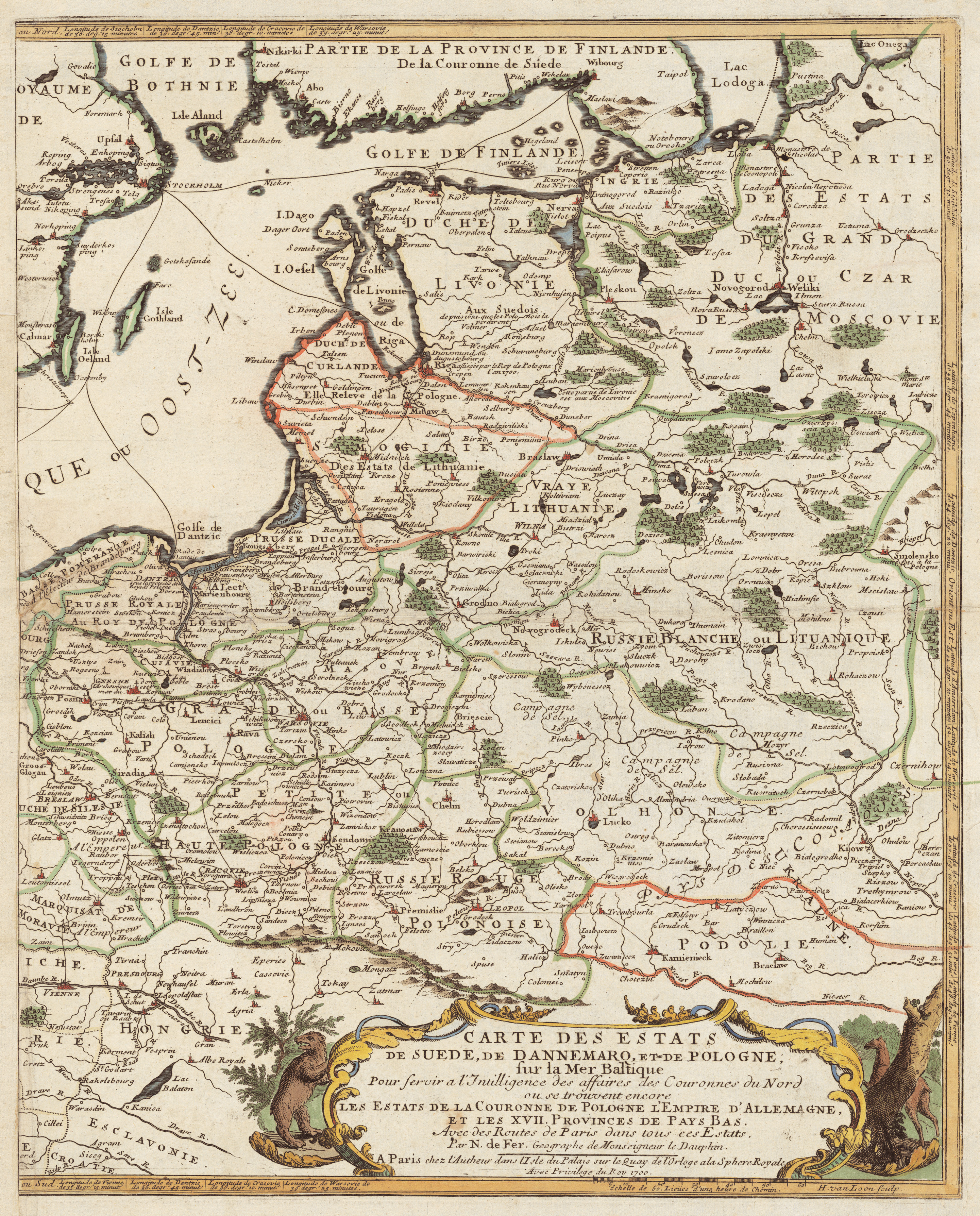 Фото з назвою Nicolas de Fer, Карта Польщі (Речі Посполитої), 1700 р.